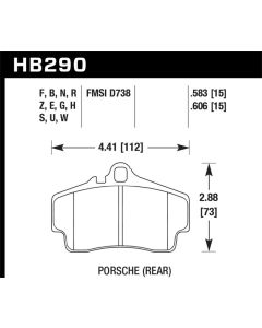 Hawk 98 Porsche 911 Targa / 99-08 911 Carrera 4 / 00-06 Boxster S Blue 9012 Rear Brake Pads - HB290E.606