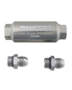 DeatschWerks 8AN 10 Micron 70mm Compact In-Line Fuel Filter Kit - 8-03-70C-010K-8