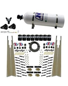 Nitrous Express 8 Cyl Dry Direct Port Four Stage 8 Solenoids Nitrous Kit (200-600HP) w/15lb Bottle - 93306-15