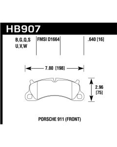 Hawk 12-16 Porsche 911 Carrera S DTC-60 Front Brake Pads - HB907G.640