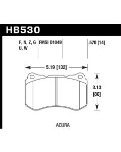 Hawk 07-08 Acura TL Type S DTC-30 Race Front Brake Pads - HB530W.570