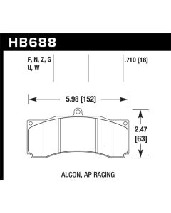 Hawk Alcon / AP Racing / Baer HP Plus Street Brake Pads - HB688N.710