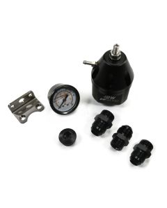 DeatschWerks DWR2000 AFPR + Pressure Gauge + 10AN Fittings - Anodized Black - 6-2000-FRB-1010