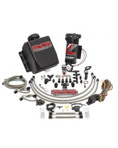 Snow Performance Stage 1 Water Injection Stainless Steel Braided Line Quad Nozzle Kit - SNO-201QUAD-BRD