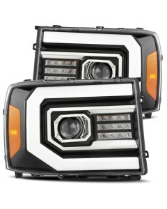 AlphaRex 07-13 GMC Sierra 1500 (No Clsc) LUXX-Series LED Proj HL Jet Blk w/Actv Lgt & Seq.Sig / DRL - 880097