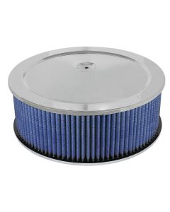 aFe MagnumFLOW Air Filters Round Racing P5R A/F Chrome Assy 14x5: Blk/Blue E/M - 18-21403