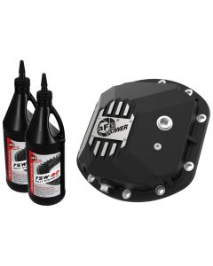 aFe 97-18 Jeep Wrangler TJ/JK Dana 30 Street Series Diff Cover w/ Machined Fins & Gear Oil - Black - 46-71131B