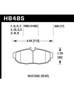 Hawk 08-09 Ford Mustang Bullitt / 05-12 GT / 07-08 Shelby GT HP-10 Race Rear Brake Pads - HB485S.656