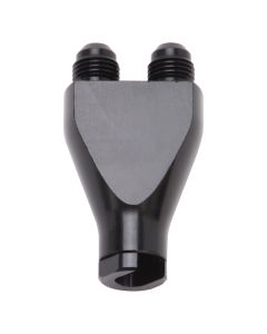 Russell Performance Billet Y-Block Adapter 3/8in SAE Qick Disconnect (2) -6AN Male Flare Black - 644143