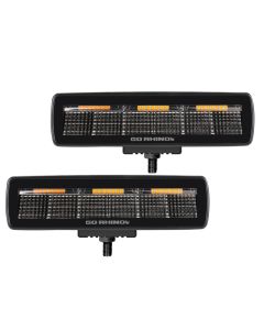 Go Rhino Xplor Blackout Combo Series Sixline LED Flood Lights w/Amber (Surface Mount) - Blk (Pair) - 750600622FBS