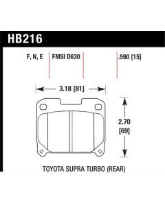 Hawk Performance Disc Brake Pad Toyota Supra Rear 1993-1998 3.0L 6-Cyl- HB216F.590