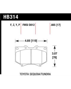 Hawk Performance Disc Brake Pad Toyota Front- HB314Y.665