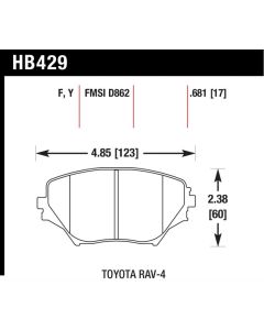 Hawk Performance Disc Brake Pad Toyota Rav4 Front 2001-2005- HB429F.681