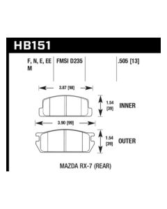 Hawk Performance Blue 9012 Mazda RX-7 Rear 1981-1985 1.1L 2-Cyl- HAWK-HB151E.505