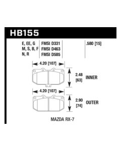 Hawk Performance HP Plus Mazda RX-7 Front 1.3L 2-Cyl- HAWK-HB155N.580