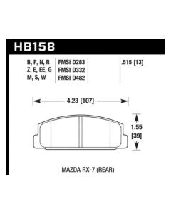 Hawk Performance Blue 9012 Rear- HAWK-HB158E.515