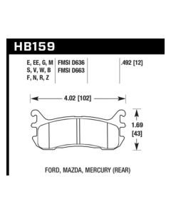 Hawk Performance Blue 9012 Rear- HAWK-HB159E.492