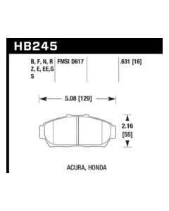 Hawk Performance Blue 9012 Front- HAWK-HB245E.631