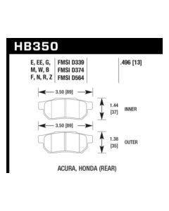 Hawk Performance HP Plus Rear- HAWK-HB350N.496