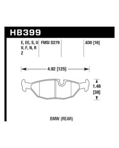 Hawk Performance Blue 9012 BMW Rear- HAWK-HB399E.630
