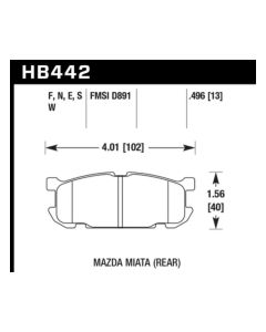 Hawk Performance HP Plus Mazda Miata Rear 2001-2005 1.8L 4-Cyl- HAWK-HB442N.496