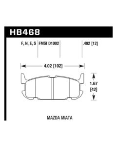 Hawk Performance HP Plus Mazda Miata Rear 2004-2005 1.8L 4-Cyl- HAWK-HB468N.492