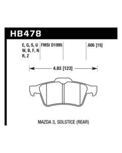 Hawk Performance HP Plus Rear- HAWK-HB478N.605