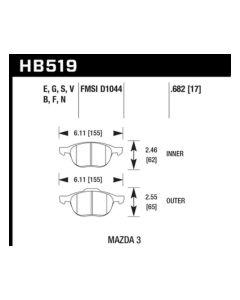 Hawk Performance HPS Front- HAWK-HB519F.682