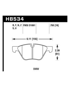 Hawk Performance HPS Front Brake Pads for BMW - HAWK-HB534F.750