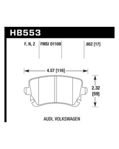Hawk Performance HPS Audi 80 Rear 1988- HAWK-HB553F.652