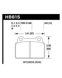 Hawk Performance PC Mitsubishi Lancer Rear 2008-2014- HAWK-HB615Z.535
