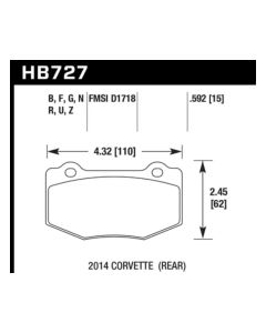 Hawk Performance Disc Brake Pad Chevrolet Corvette Stingray Rear 2014-2019- HAWK-HB727Z.592
