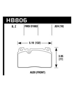 High-Performance Audi Brake Pads - Hawk HB806Z.624