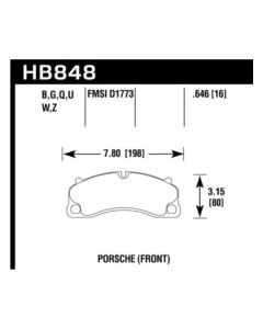 Hawk Performance HPS 5.0 Porsche Front- HAWK-HB848B.646
