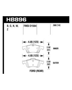 Hawk Performance HPS 5.0 Ford Rear- HAWK-HB896B.568