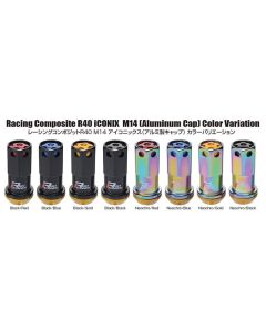 Project Kics R40 Iconix Black Lug Nuts w/ Red Caps - 14x1.5