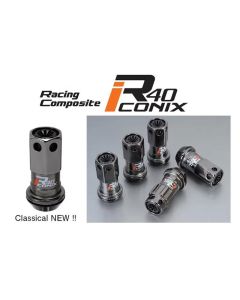 Project Kics R40 Iconix Black Chrome M12 x P1.25 Lock & Nut Set w/ Black Plastic Cap- KICS-WRIF13CK