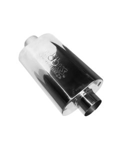 Kooks 3 Oval Center/Center Muffler 12 Long Body . Polished Stainless Steel.- KOOK-KO300-12