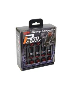 Project Kics 20 pcs Black R40 Iconix Lug Nuts (No Locks) w/ Plastic Black Cap 12x1.25 CLEARANCE- KICS-WRIF03KK