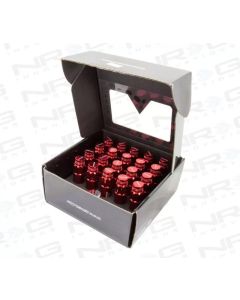 NRG 20-piece 700 Series M12 x 1.25 Steel Lug Nut and dust cap cover Set Red plus lock socket- NRG-LN