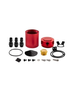 Mishimoto Red 3 Port Compact Baffled Oil Catch Can- MISH-MMBCC-CBTHR-RD