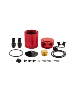 Mishimoto Red 2 Port Compact Baffled Oil Catch Can- MISH-MMBCC-CBTWO-RD