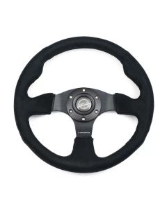 NRG Reinforced Steering Wheel 320mm Alcantara Steering Wheel Black Stitch- NRG-RST-012SA
