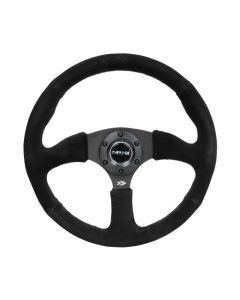 NRG Reinforced Steering Wheel 350mm Sport Suede Racing 2.5 Inch Deep Comfort Grip, 5mm thick matte b