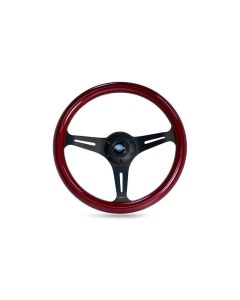 NRG Red Pearl Flake Paint 3 Black Spokes 350mm Classic Wood Grain Wheel Universal- NRG-ST-015BK-RD