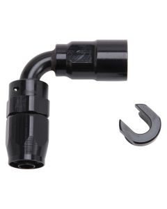 Russell Performance 5/16in SAE Quick Disc Female to -6 Hose Black 90 Degree Hose End - 611273