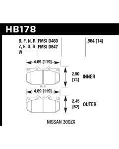 Hawk 06-07 WRX / 89-96 Nissan 300ZX / 89-93 Skyline GT-R Blue 9012 Front Race Pads - HB178E.564