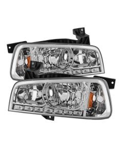 xTune Dodge Charger 06-10 1Pc LED Crystal Headlights Chrome HD-ON-DCH05-1PC-LED-C - 5017628