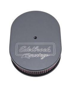 Edelbrock Air Cleaner Victor Series Oval Aluminum Top Cloth Element 11 875In X 8 25In X 3 75In Black - 42203