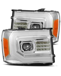 AlphaRex 07-13 GMC Sierra 1500 (No Clsc) LUXX-Series LED Proj HL Chrome w/Actv Lgt & Seq.Sig / DRL - 880096